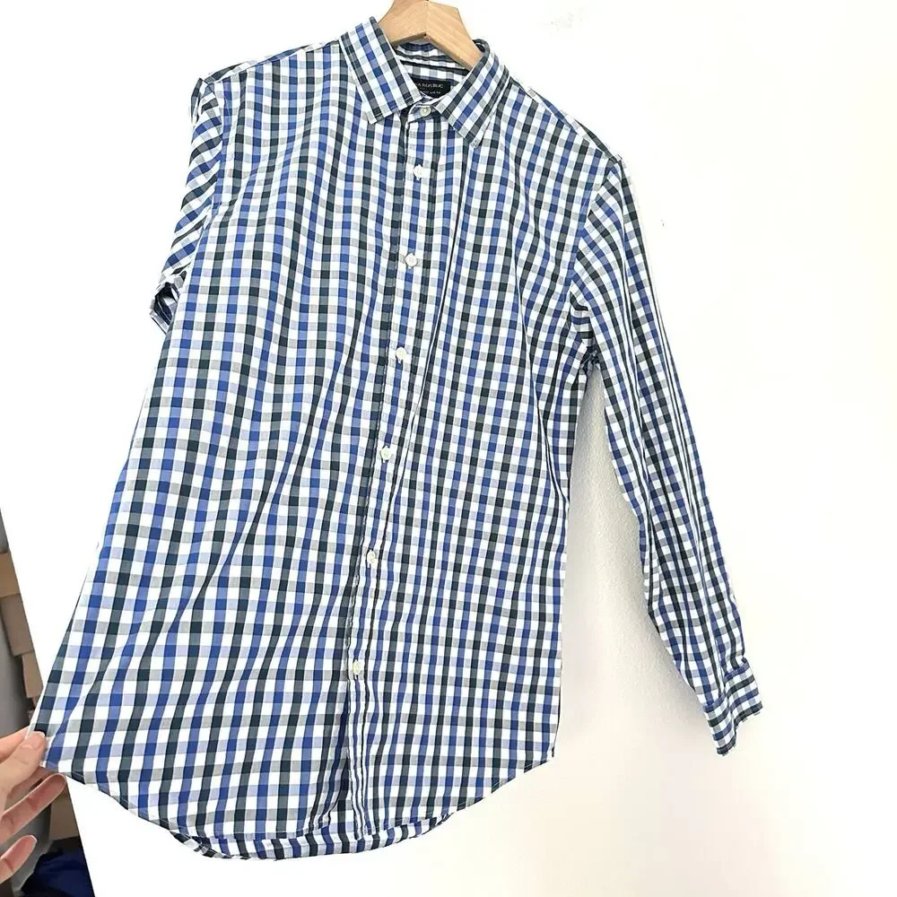 Banana Republic 100% Cotton Gingham Non-Iron Tailored Slim Fit Shirt Size M